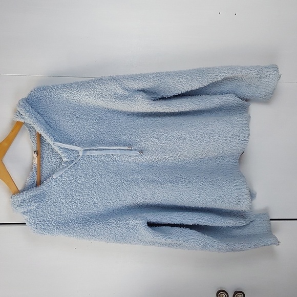 Warm & Cozy Tops - Warm & Cozy Light Blue Popcorn Soft Hoodie Fuzzy Neutral Sz.3X